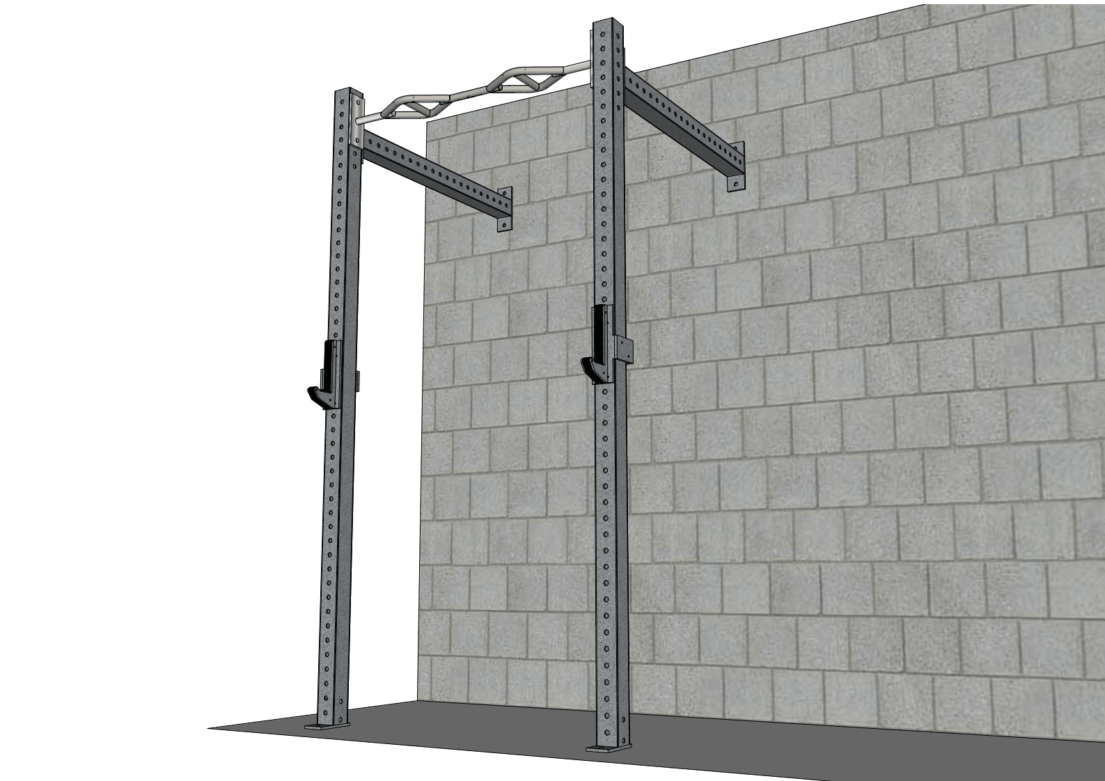 Muscle D Fitness - TGrip Commercial 4' Wall Mount Rig - 3x3 Steel - Functional Multi-Grip Pull-Up - Sandwich Style J-Hooks