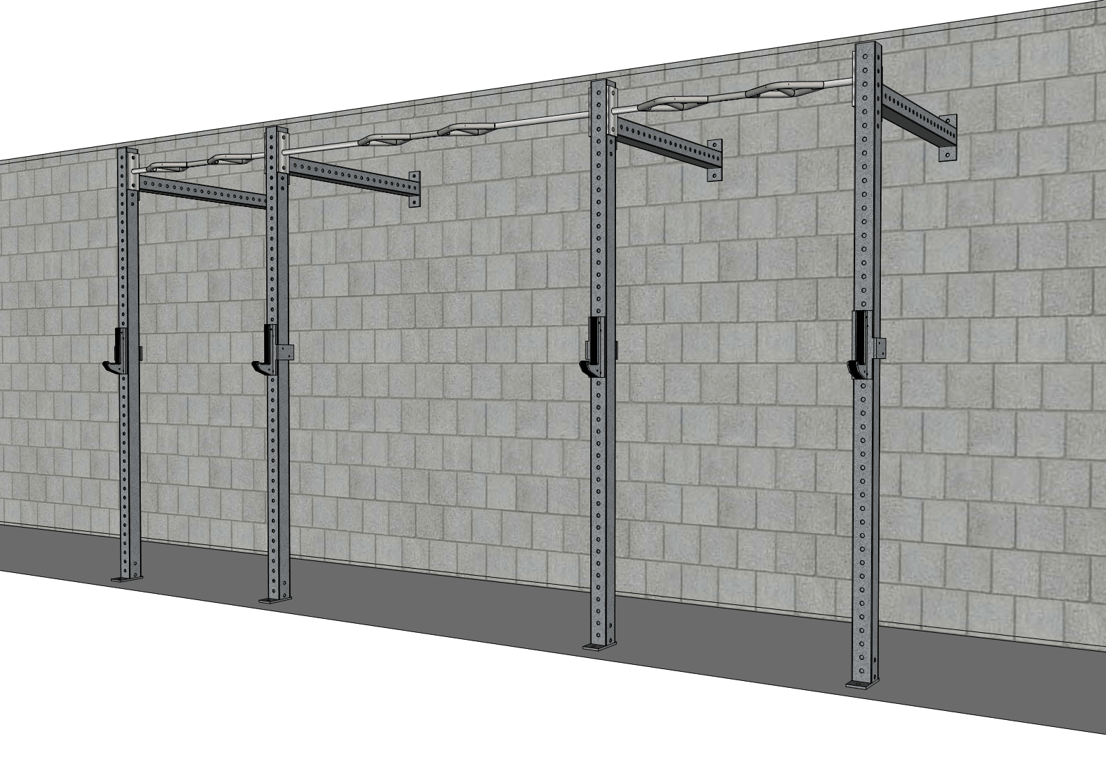 Muscle D Fitness - TGrip Commercial 14' Wall Mount Rig - 3x3 Steel - Functional Multi-Grip Pull-Up - Sandwich Style J-Hooks