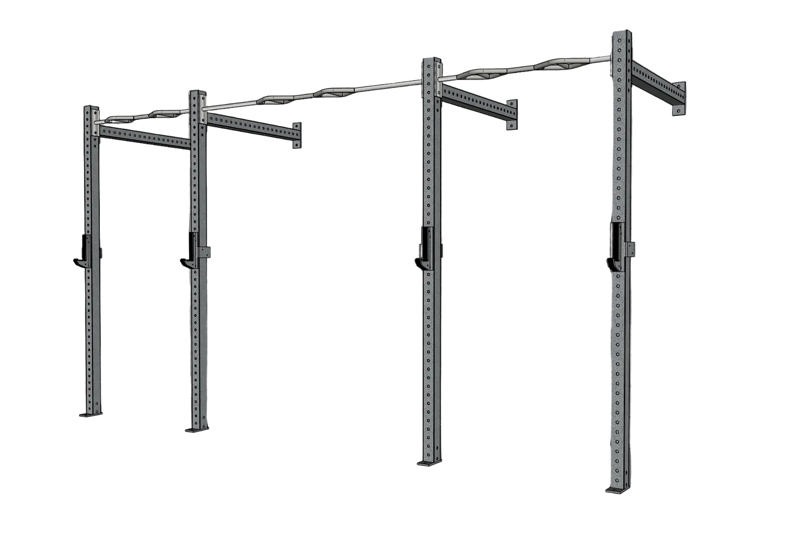Muscle D Fitness - TGrip Commercial 14' Wall Mount Rig - 3x3 Steel - Functional Multi-Grip Pull-Up - Sandwich Style J-Hooks