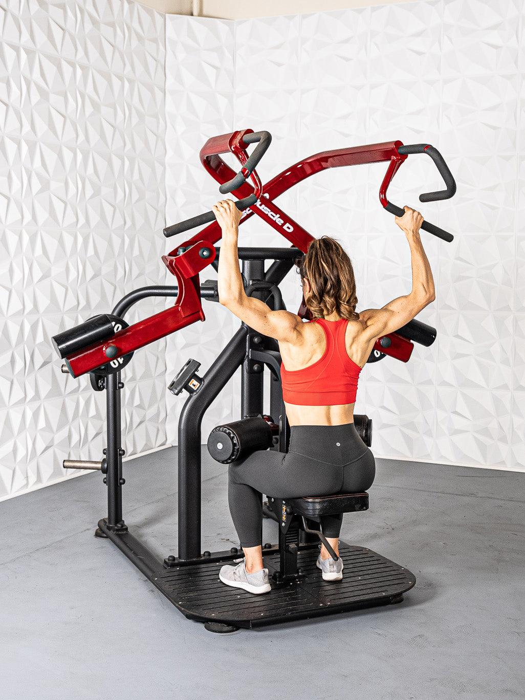 Muscle D Fitness - Pro Strength Rotary Lat Pull-Down - Premium - Adjustable - Plate Loaded - Lat Training