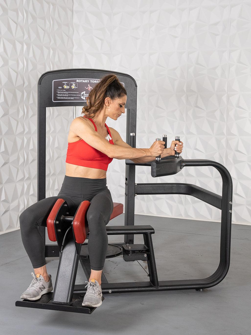 Muscle D Fitness - Elite Selectorized Rotary Torso - Commercial - Adjustable Seat - Pin Selectorized Stack - Oblique Trainer