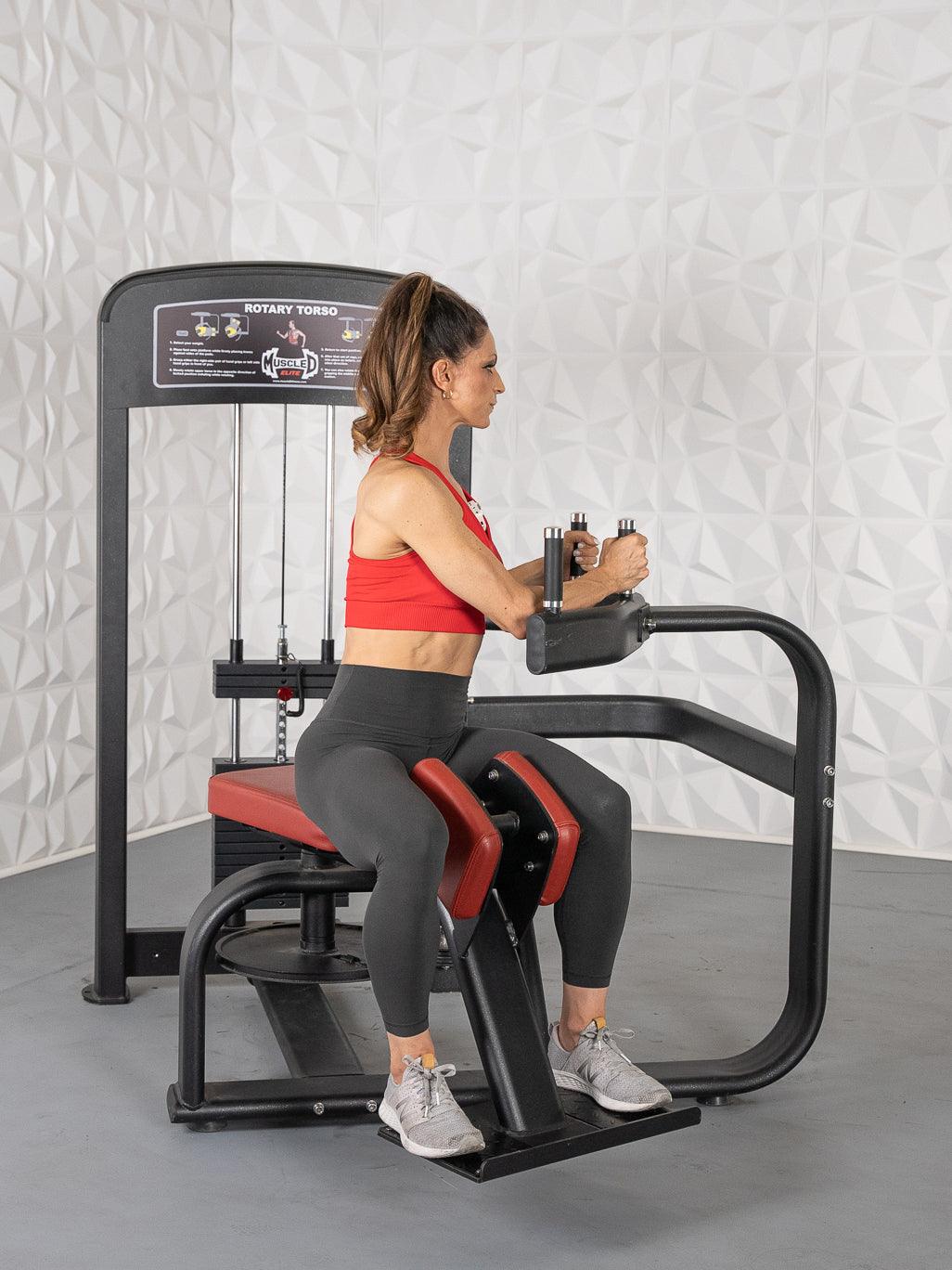 Muscle D Fitness - Elite Selectorized Rotary Torso - Commercial - Adjustable Seat - Pin Selectorized Stack - Oblique Trainer