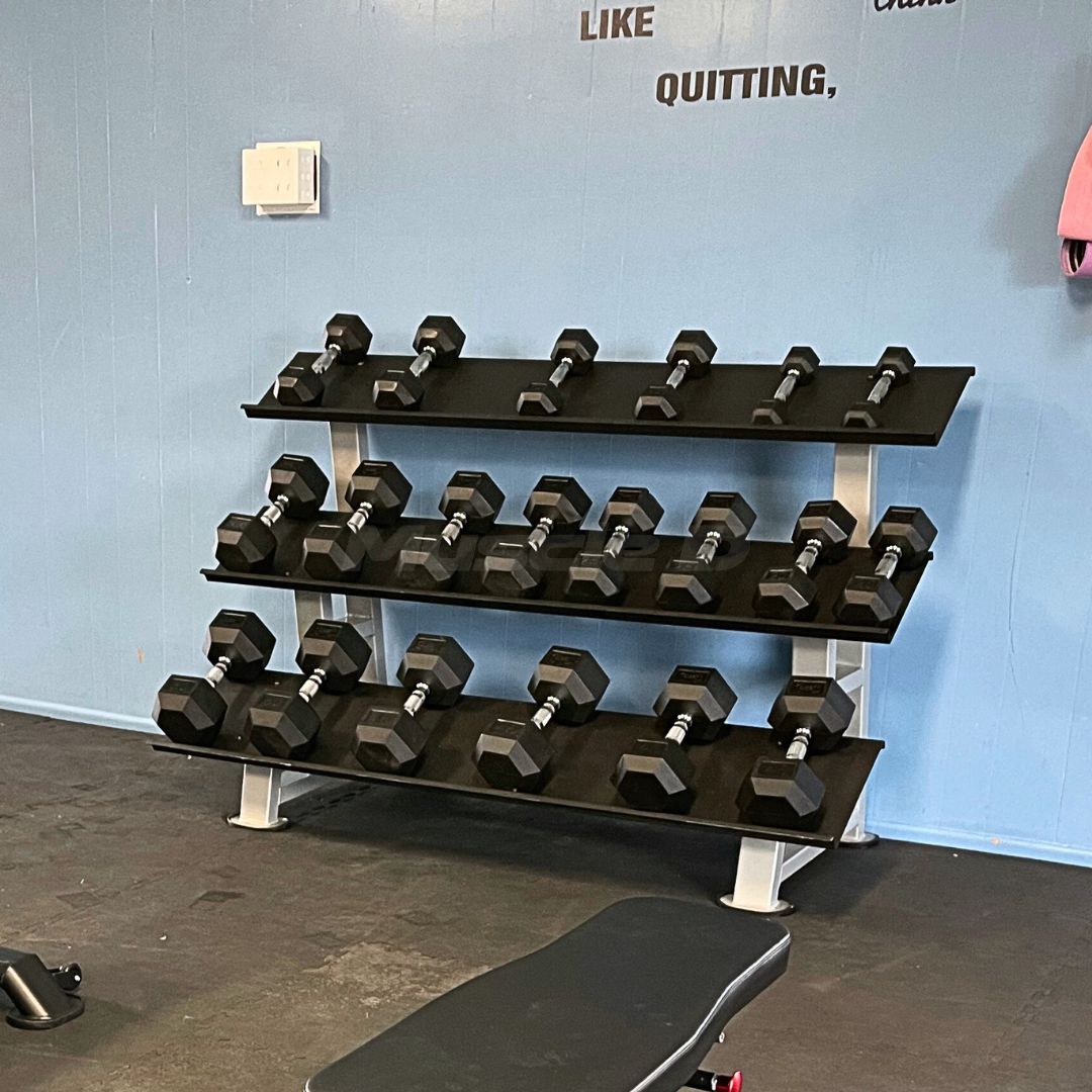 Muscle D Fitness - Rubber Hex Dumbbell Set - Steel Handle - Quality knurling - Weightlifting