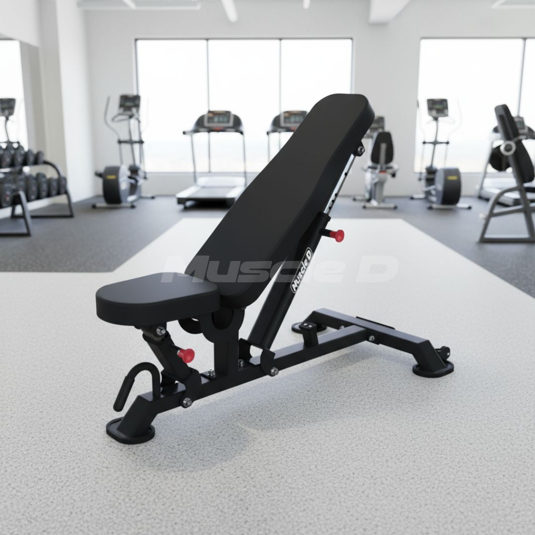 Muscle D Fitness - Vertical Flat to Incline Bench - Sturdy Adjustable Flat to Incline Bench