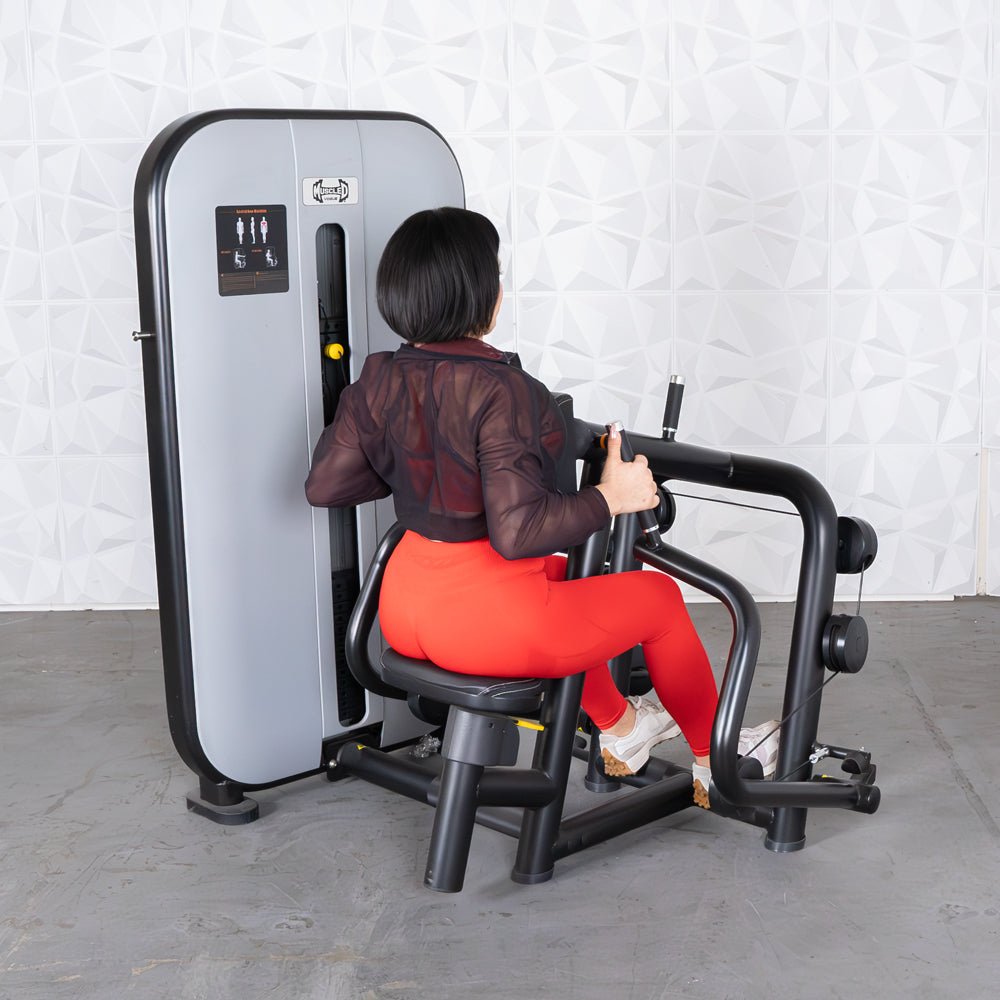 Muscle D Fitness - Vogue Seated Row - Adjustable Seat - Pin Selectorized - Lat Workout