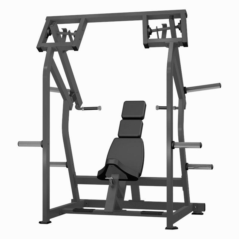 Muscle D Fitness - Excel Iso-Lateral Shoulder Press - Plate Load Military Press - Gas Shock Assisted Seat Adjustment - Weight Storage Pegs