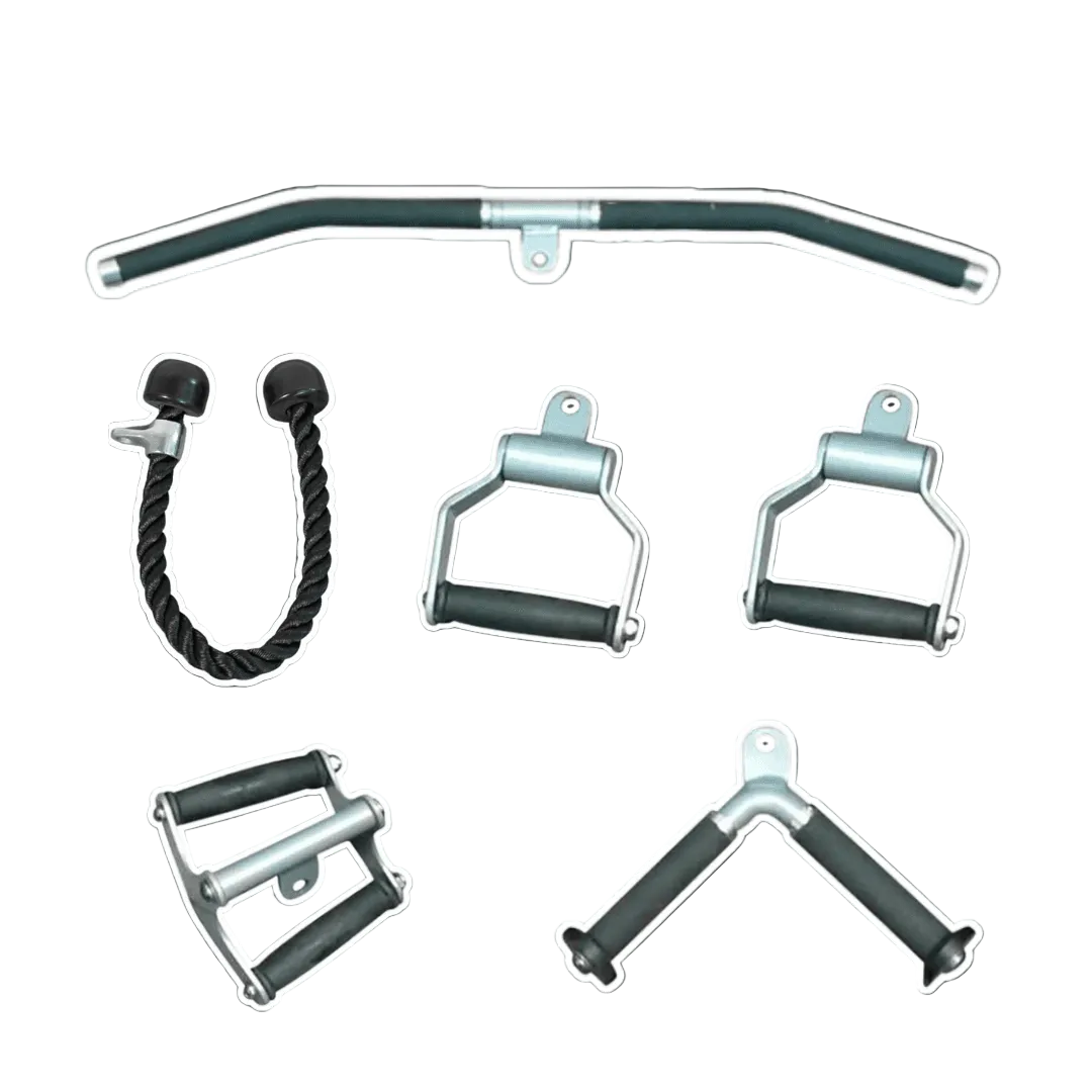 Muscle D Fitness - Base Cable Attachment Kit - Cable attachment kit #1 - Triceps Rope, Lat Bar, Triceps Press-Down, Single Handles