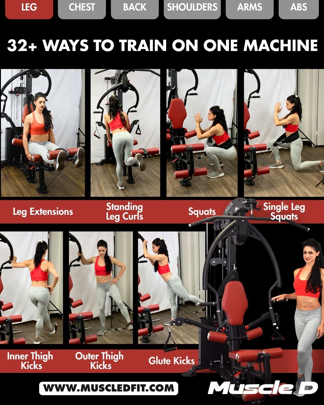 Muscle D Fitness -  Compact Single-Stack Multi-Gym - Full Body, Space-Saving