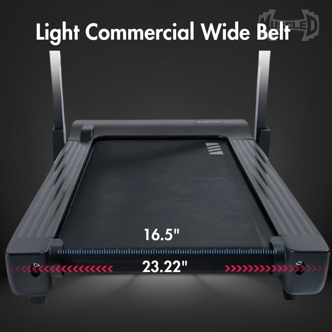 Muscle D Fitness - Light Commercial Folding Treadmill - LED Display - Heart Rate Monitor - Safety Clip