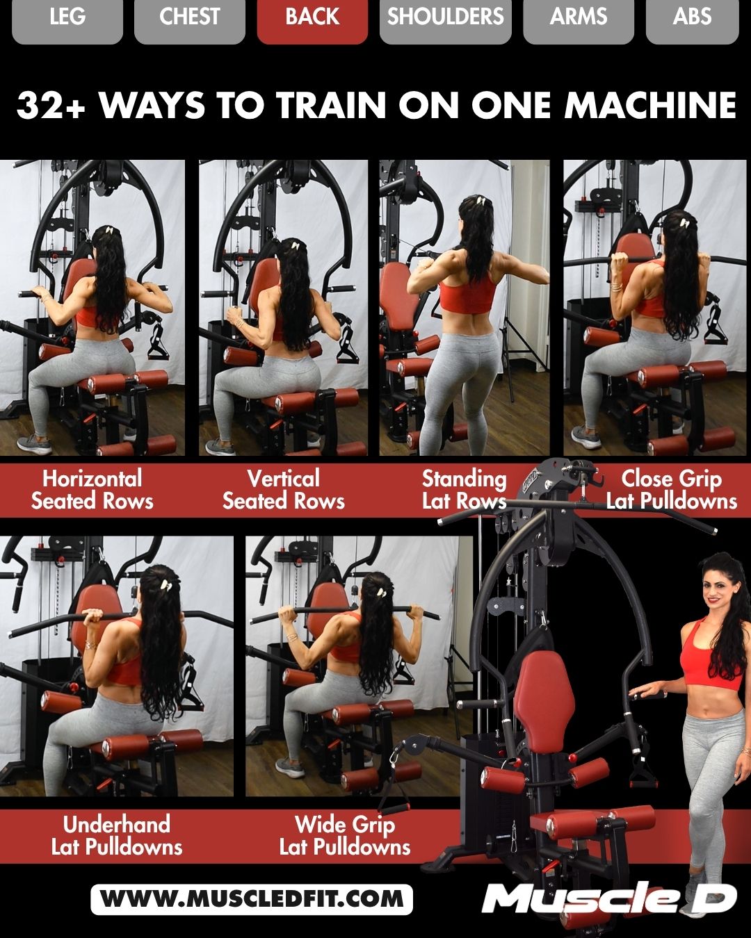 Muscle D Fitness -  Compact Single-Stack Multi-Gym - Full Body, Space-Saving