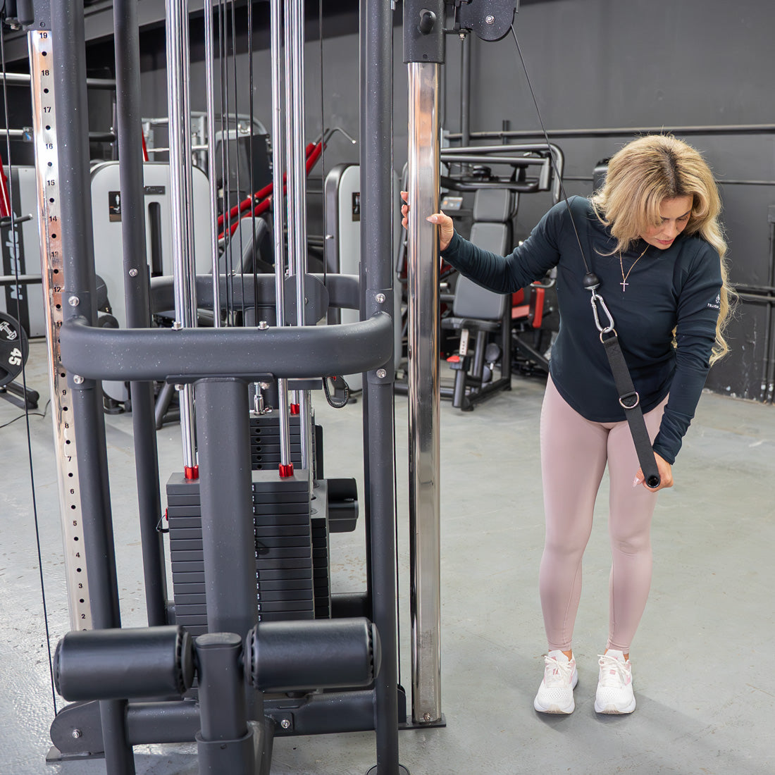 Muscle D Fitness - 4 Stack Megatron Standard Jungle Gym - 2 Colors - Low Row, Lat Pulldown, Single Handle Hi/low Pulley, Double Hi/Low Pulley