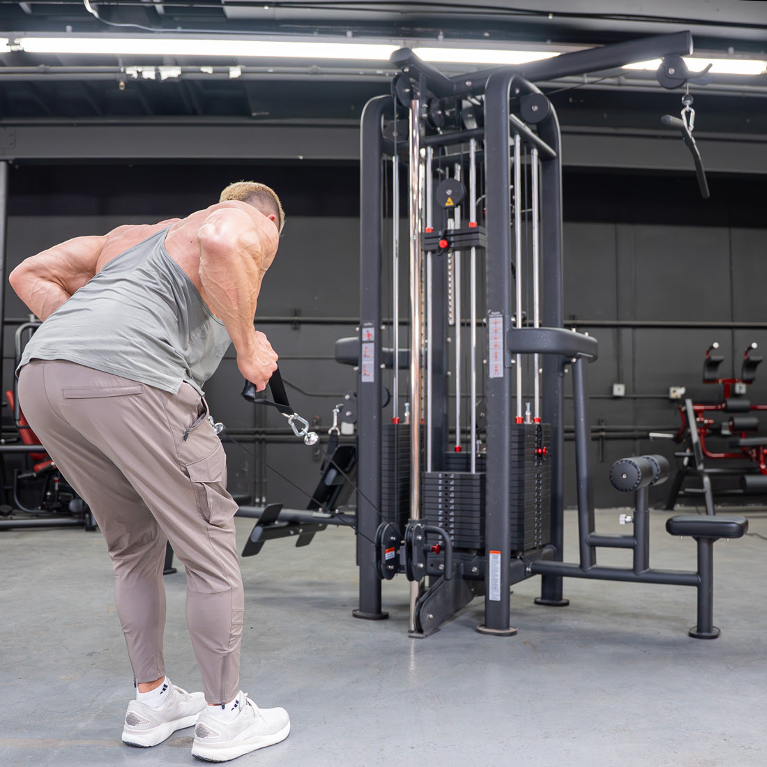 Muscle D Fitness - 4 Stack Megatron Standard Jungle Gym - 2 Colors - Low Row, Lat Pulldown, Single Handle Hi/low Pulley, Double Hi/Low Pulley