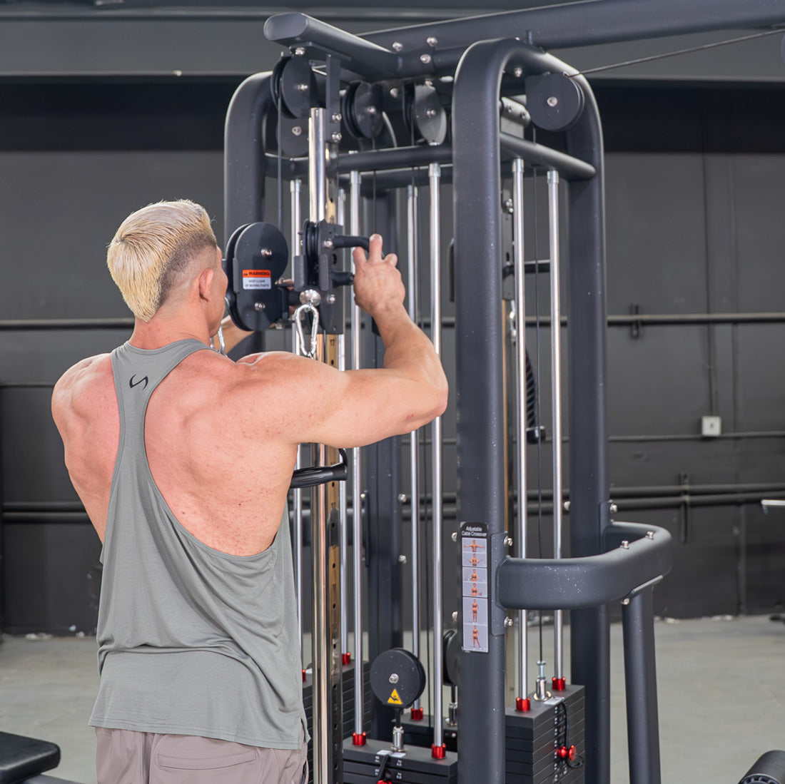 Muscle D Fitness - 4 Stack Megatron Standard Jungle Gym - 2 Colors - Low Row, Lat Pulldown, Single Handle Hi/low Pulley, Double Hi/Low Pulley