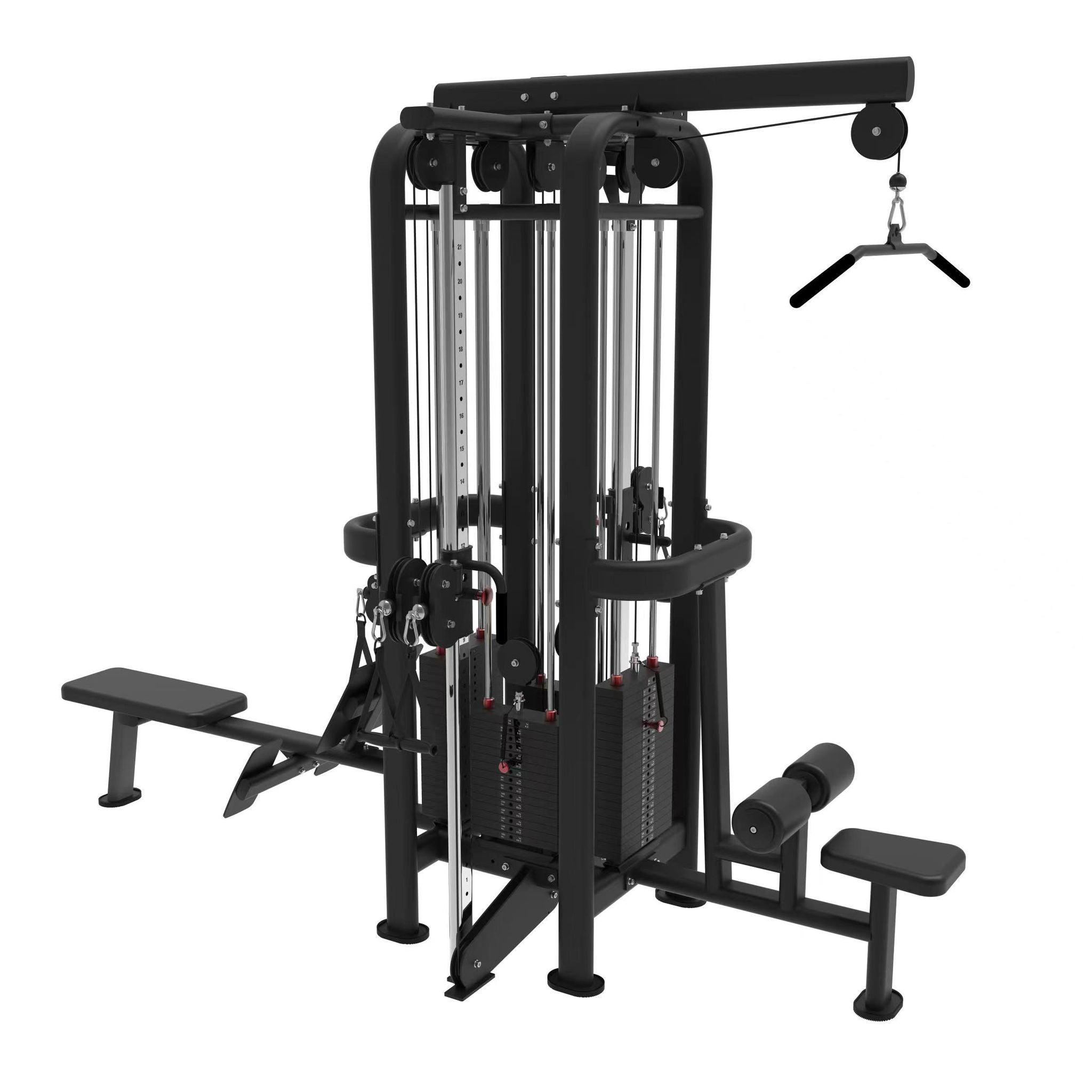 Muscle D Fitness - 4 Stack Megatron Standard Jungle Gym - 2 Colors - Low Row, Lat Pulldown, Single Handle Hi/low Pulley, Double Hi/Low Pulley