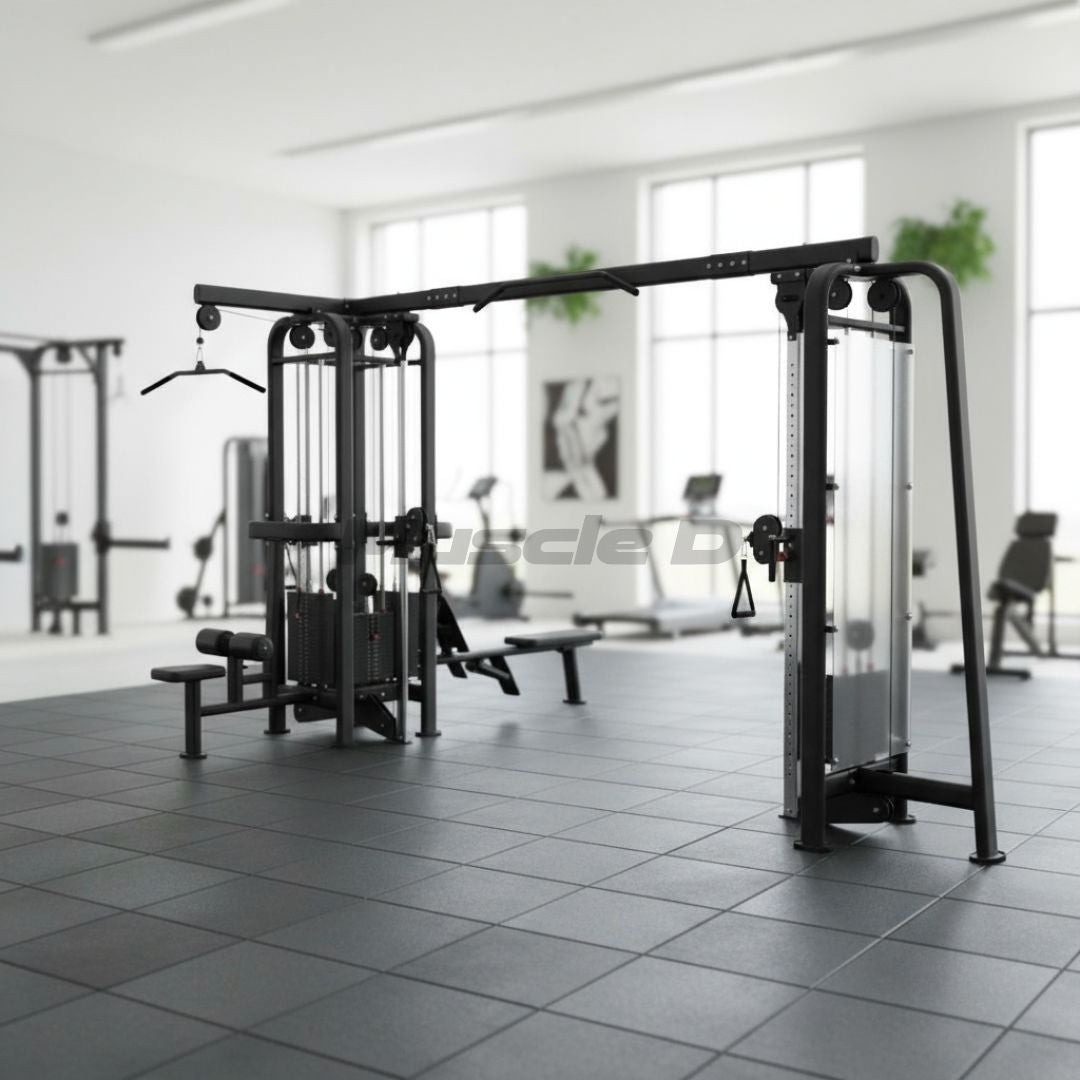 Muscle D Fitness - 5 Stack Megatron Standard Jungle Gym 2 Colors - Sturdy Commercial-Grade, Lat Pull, Low Row, Functional Column