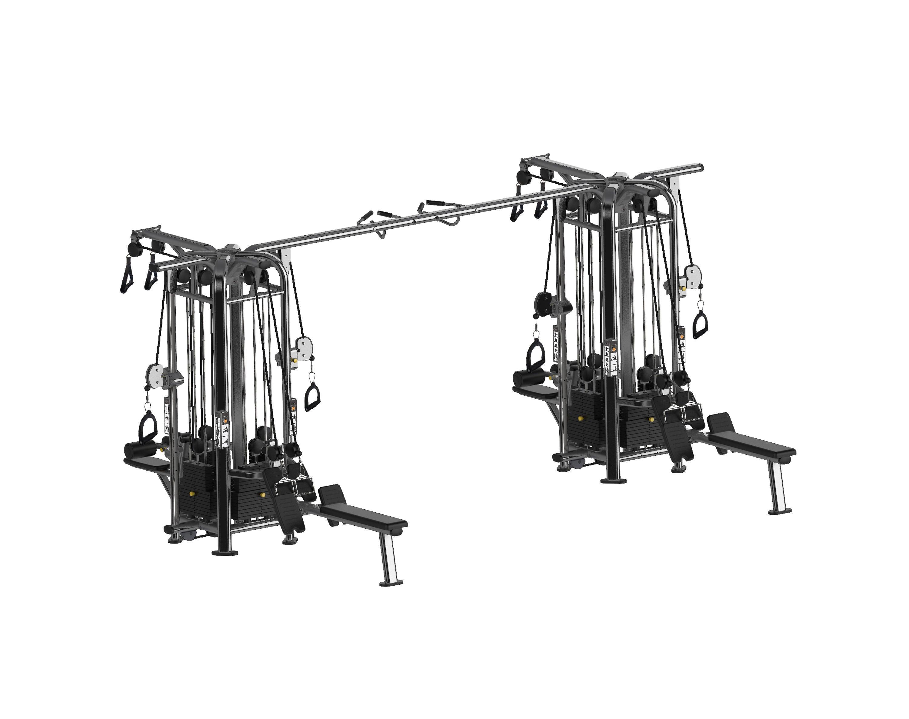 Muscle D Fitness - 8 Stack Megatron Deluxe Jungle Gym 3 Colors - Commercial Grade Selectorized Multi-Station