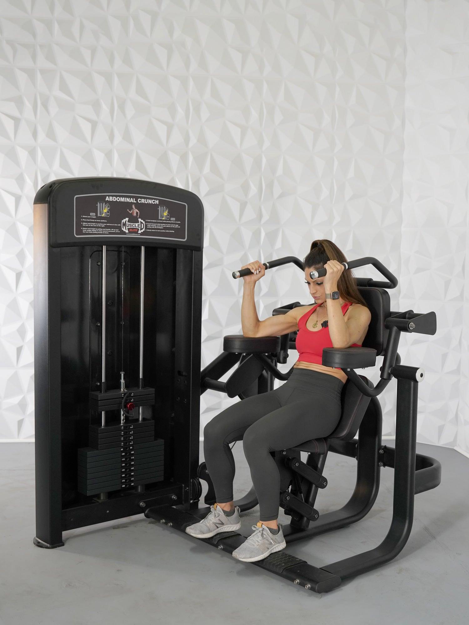 Muscle D Fitness - Elite Selectorized Ab Crunch Machine - Commercial Grade - Adjustable Seat - Pin Selectorized - Abdominal Workout