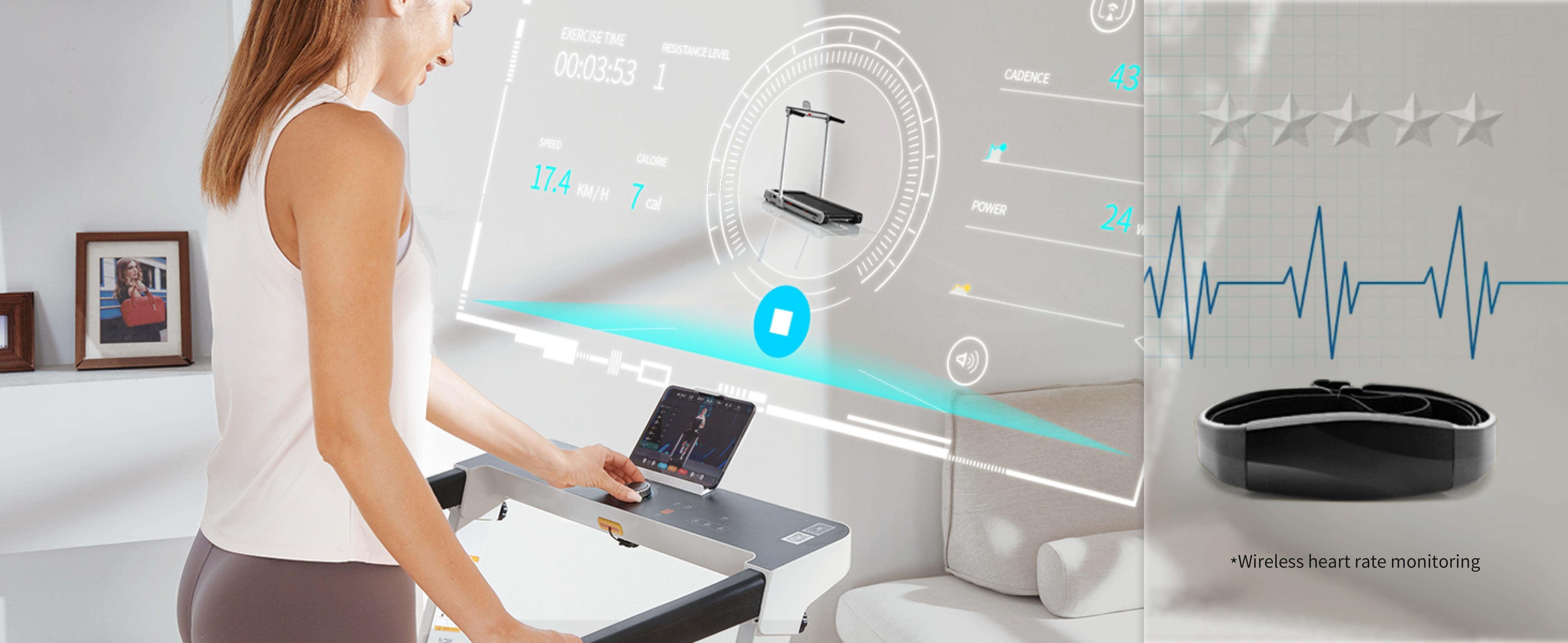 Muscle D Fitness - Low Profile Treadmill - LED Display - Heart Rate Monitor - Flex Deck for Low Impact - Adjustable Speed - Phone / Tablet Holder