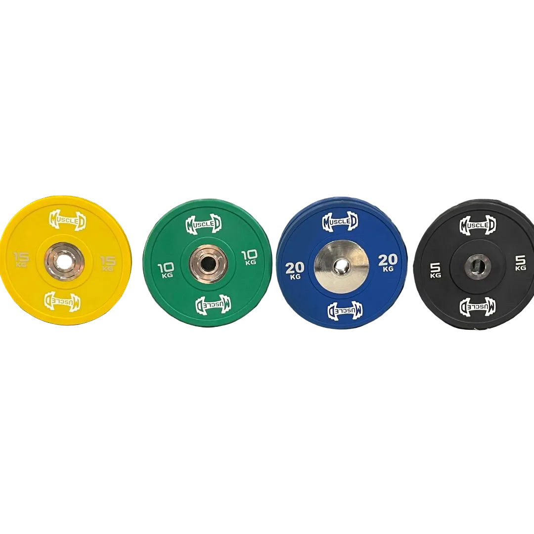 Muscle D Fitness - Color Urethane Bumper Plates - Smooth Hub - Made for Heavy Use