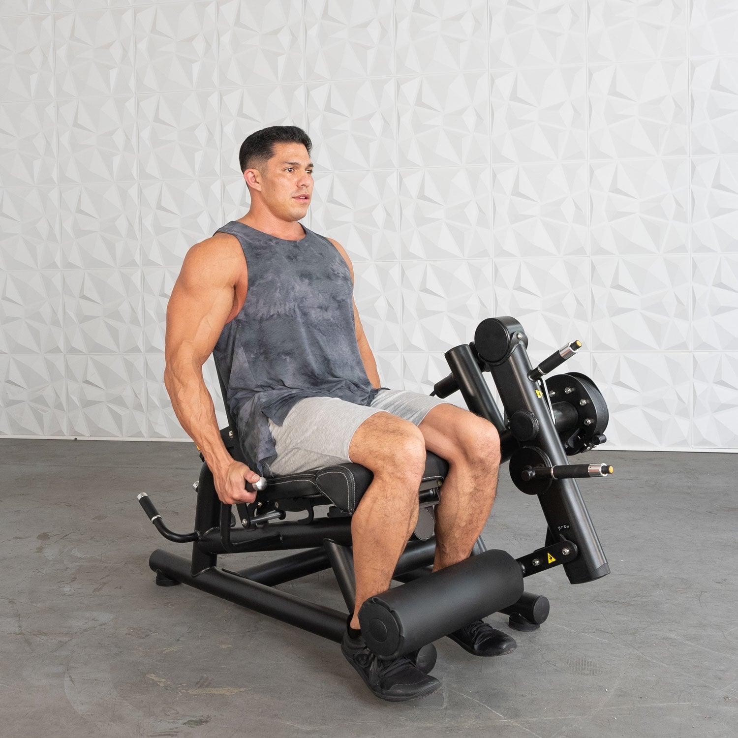 Muscle D Fitness - Pro Strength Leg Extension - Prone Leg Curl Combo - Plate Loaded Quad & Hamstring Machine