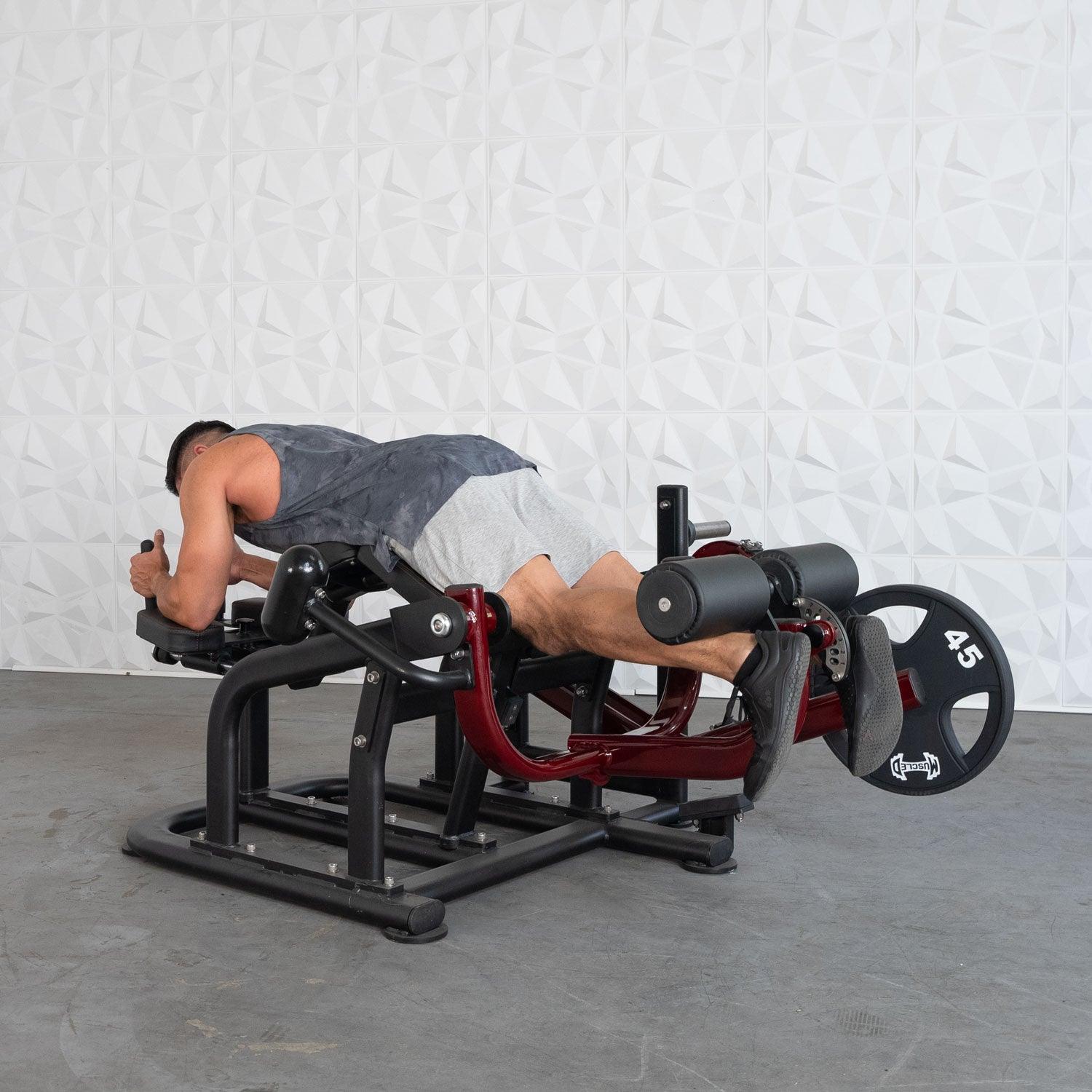 Muscle D Fitness - Pro Strength Prone Leg Curl - Adjustable Plate Loaded Hamstring Machine
