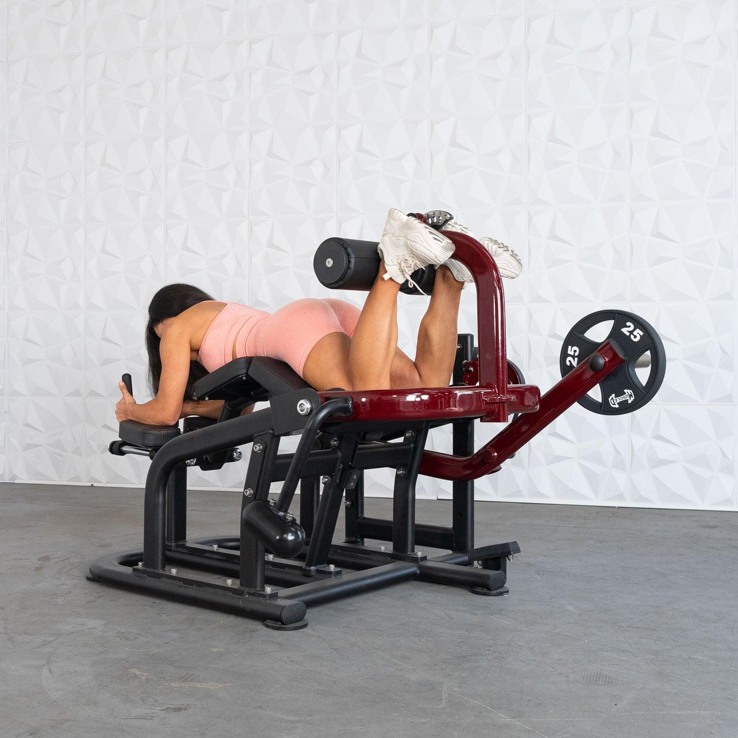 Muscle D Fitness - Pro Strength Prone Leg Curl - Adjustable Plate Loaded Hamstring Machine