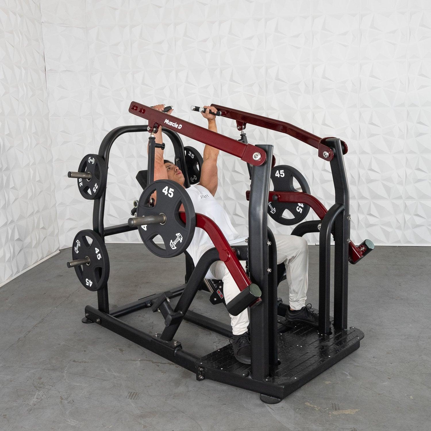 Muscle D Fitness - Pro Strength Incline Chest / Shoulder Press - Adjustable - Plate Loaded - Pec Delt Training