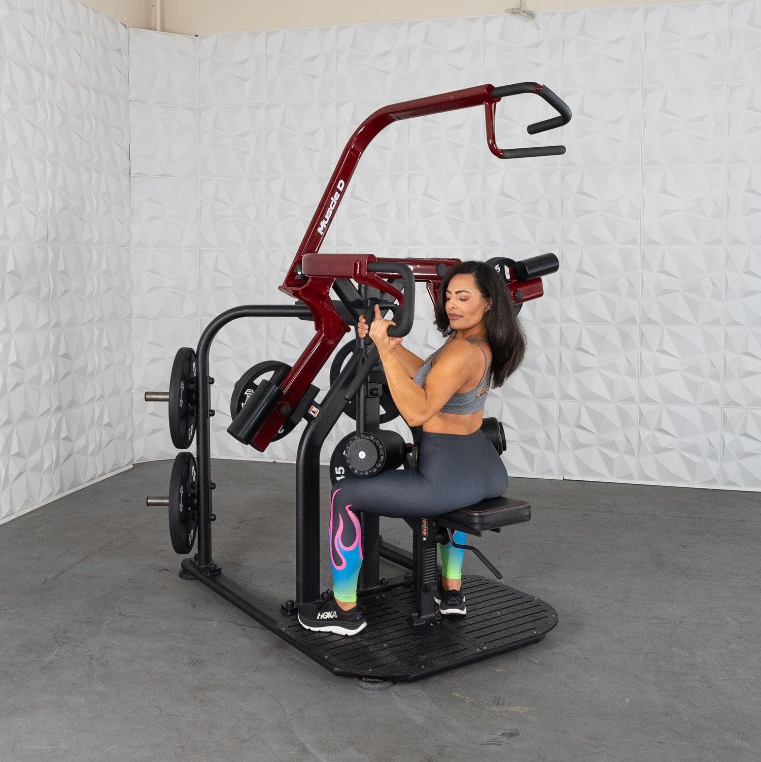 Muscle D Fitness - Pro Strength Rotary Lat Pull-Down -  Premium - Adjustable - Plate Loaded - Lat Training