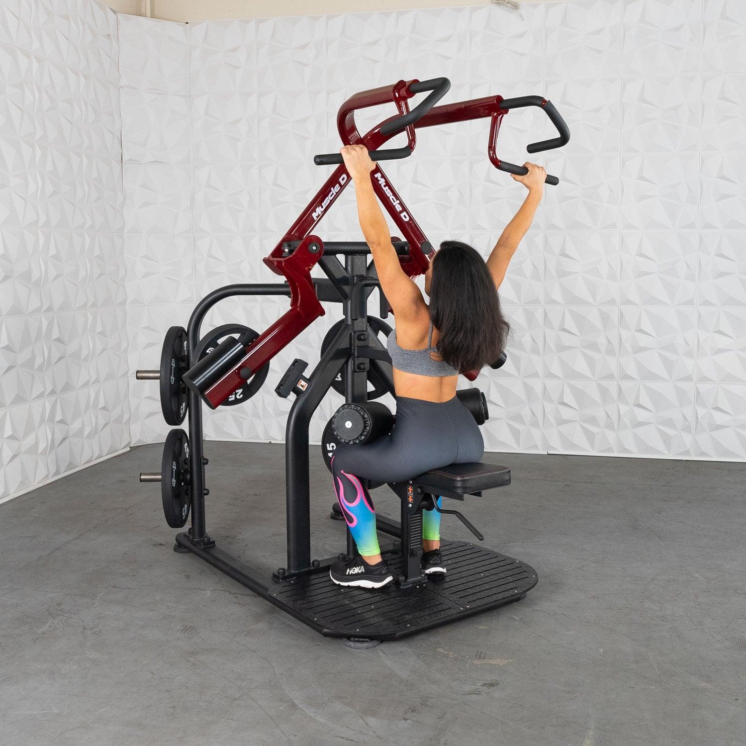 Muscle D Fitness - Pro Strength Rotary Lat Pull-Down -  Premium - Adjustable - Plate Loaded - Lat Training