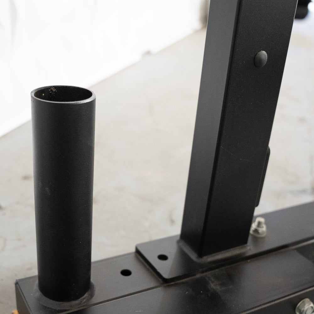 Muscle D Fitness - Deluxe Half Rack - Heavy Duty - Adjustable Safety Bars - Pull Up - Vertical Olympic Bar Storage