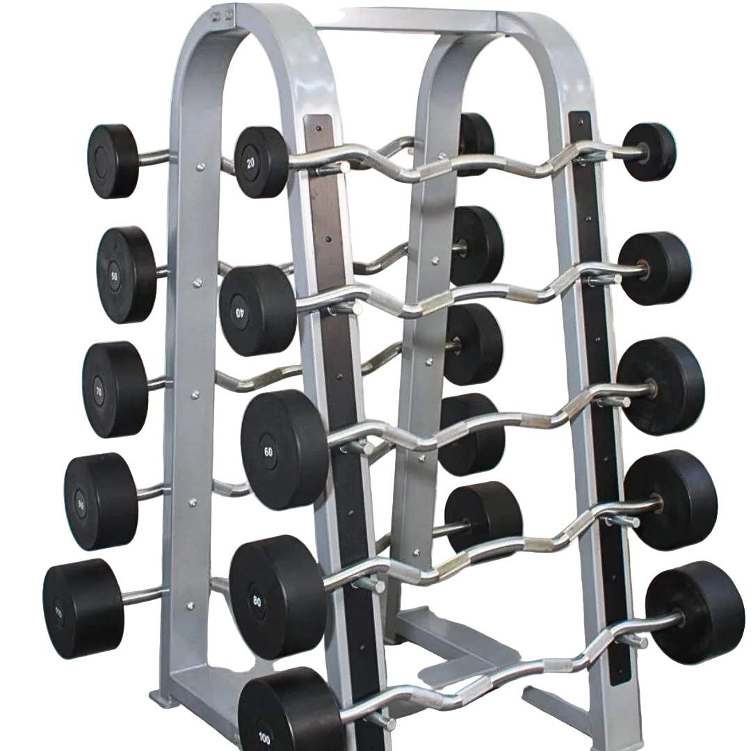 Muscle D Fitness - Pro Rubber Barbell Set(Straight or Curl) - 20 to 110 lbs (Barbell Set Only)