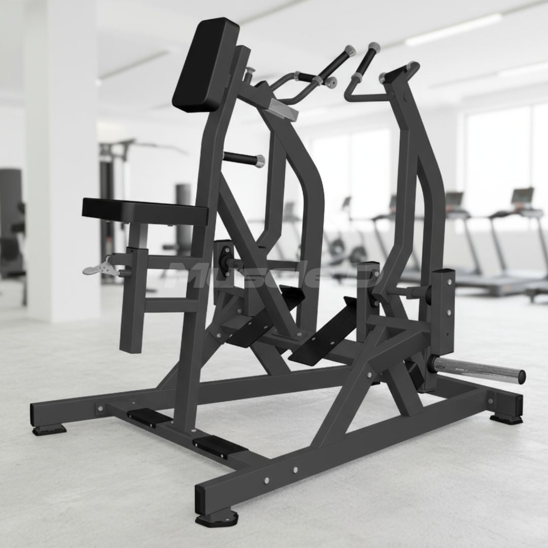 Muscle D Fitness - Excel Iso-Lateral Seated Row - Plate Load Back Machine - Gas Shock Assisted Seat Adjustment
