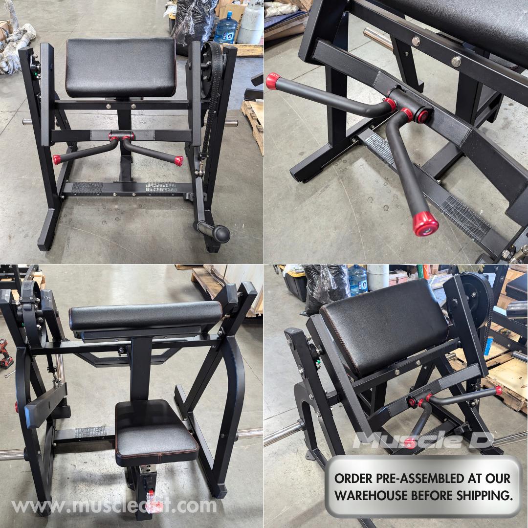 Muscle D Fitness - Excel Seated Biceps - Plate Load Arm Curl - Piston Assisted Seat Adjustment