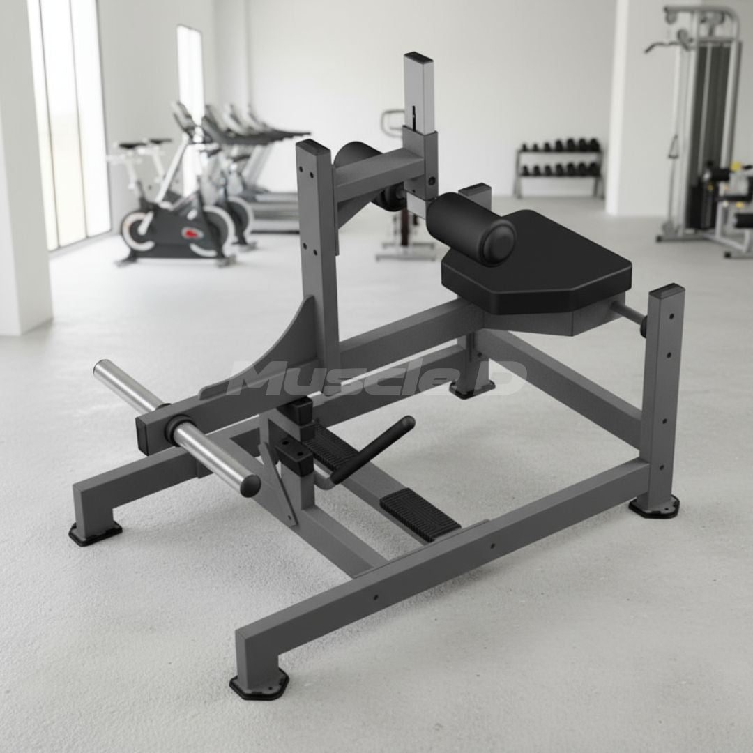 Muscle D Fitness - Excel Seated Calf Raise - Plate Load Foot Extension - Adjustable Roller Pads