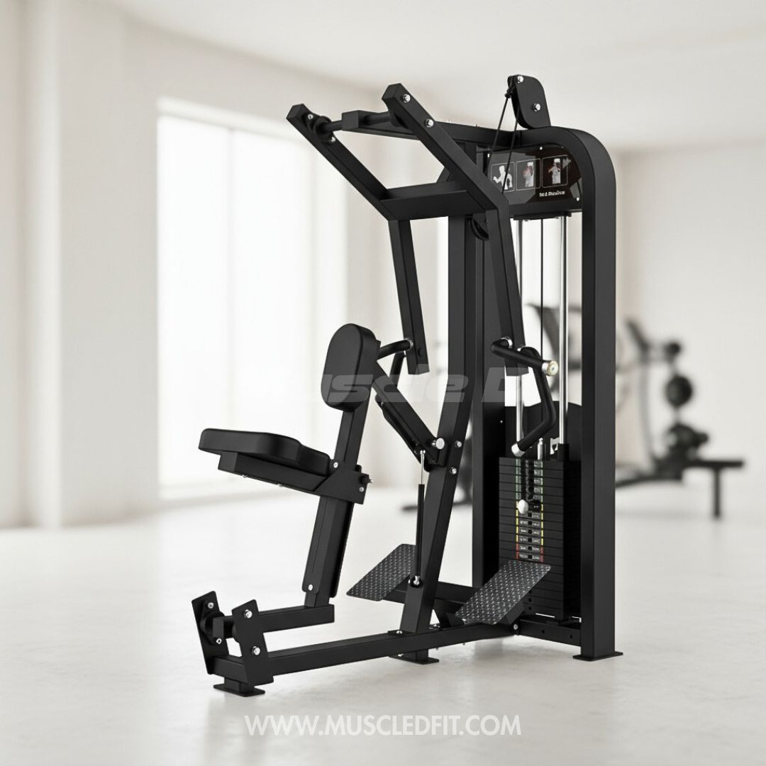 Muscle D Fitness - Excel Seated Row - Selectorized Back Row - Gas Shock Assisted Adjustments