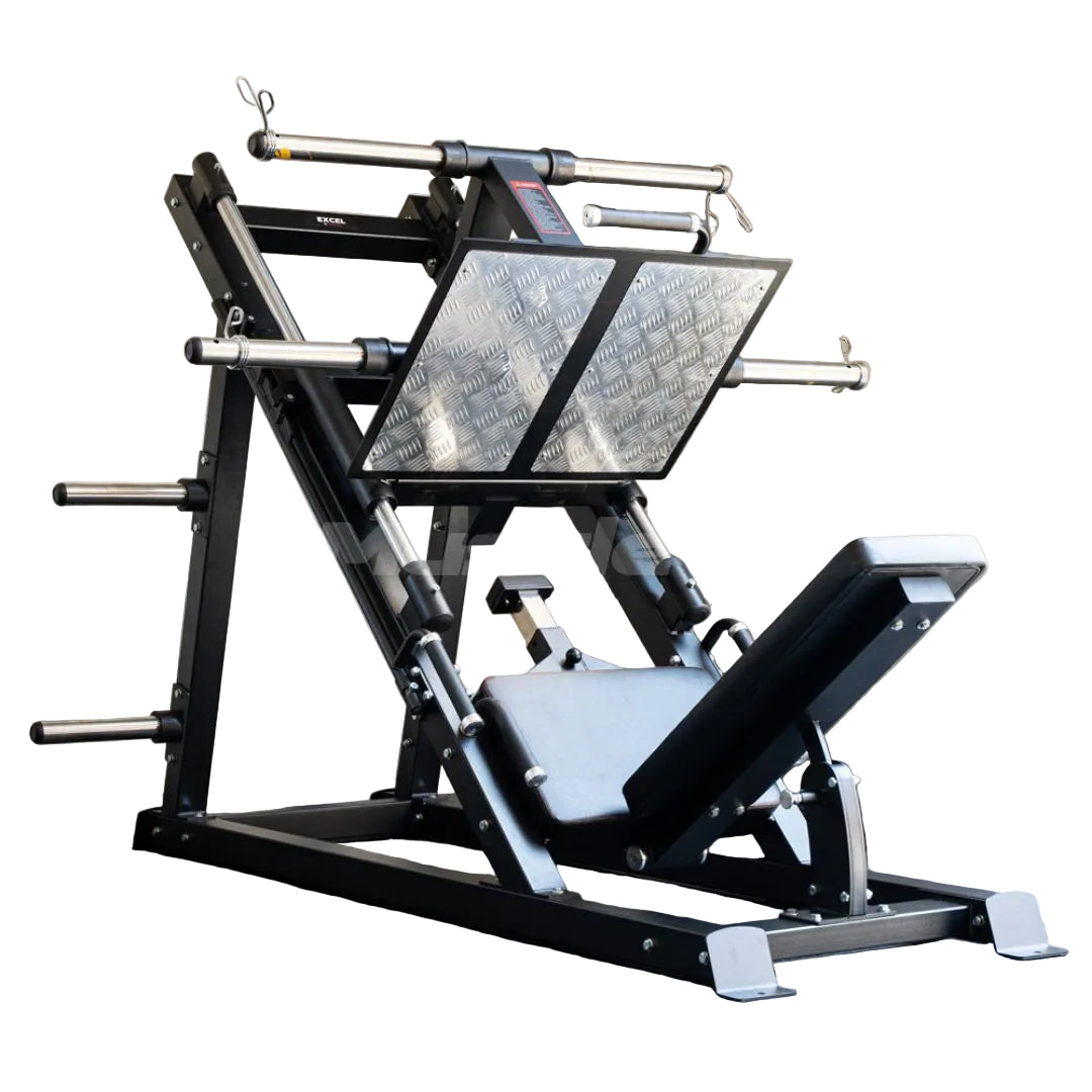 Muscle D Fitness - Excel Open Linear Bearing Leg Press - Plate Load Leg Machine - Weight Storage Pegs - Adjustable Seat