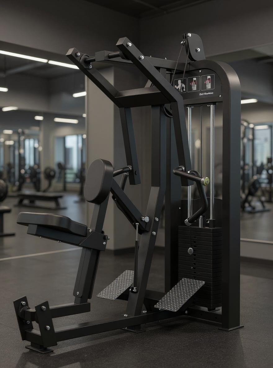 Muscle D Fitness - Excel Seated Row - Selectorized Back Row - Gas Shock Assisted Adjustments