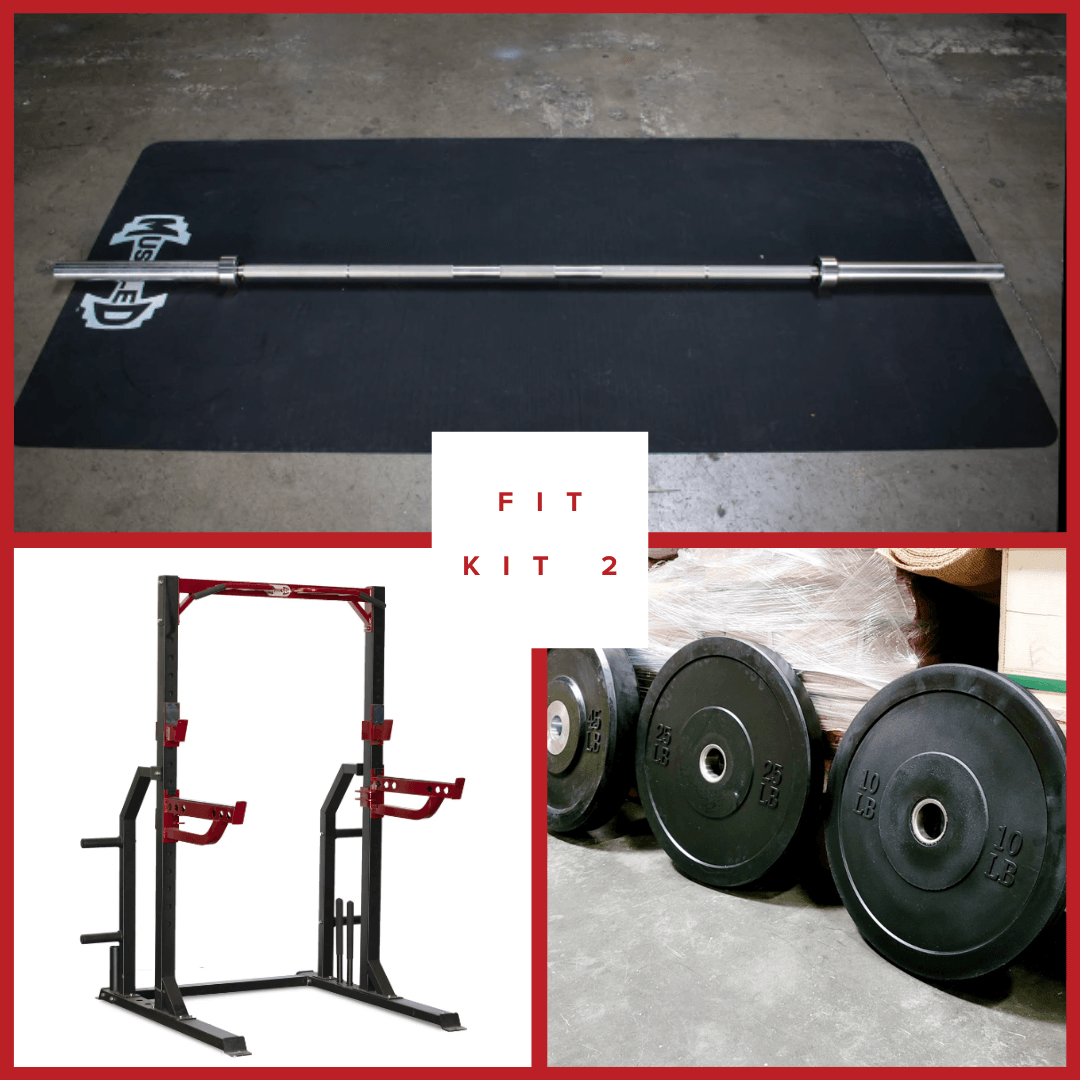 Muscle D Fitness - Compact Half Cage Complete Weight Kit - Storage Squat Rack Adjustable - Dip Handles