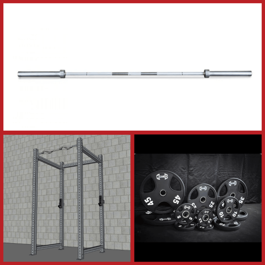 Muscle D Fitness - TGrip Commercial 4 Post Rack Complete Set - 3x3 Steel - Functional Multi-Grip Pull-Up - Sandwich Style J-Hooks