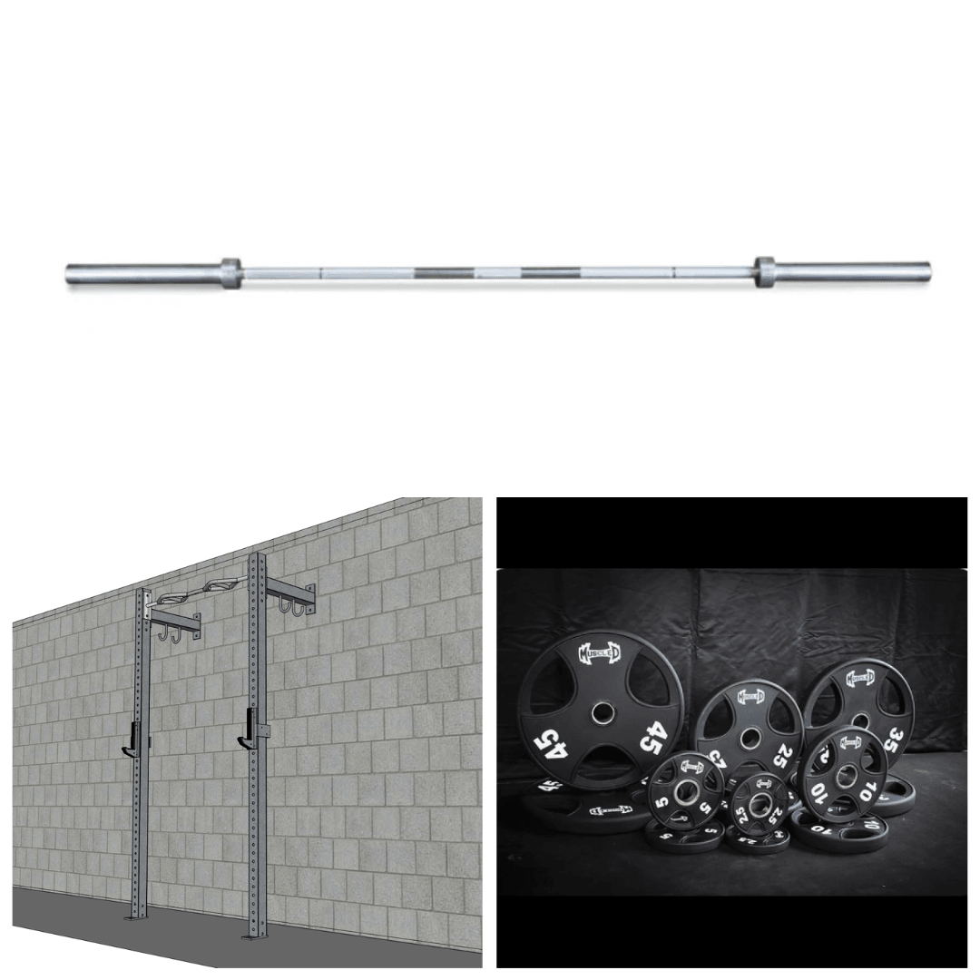 Muscle D Fitness - TGrip Commercial 4' Low Profile Wall Mount Rig Fitness Kits - 3x3 Steel - Functional Multi-Grip Pull-Up - Sandwich Style J-Hooks