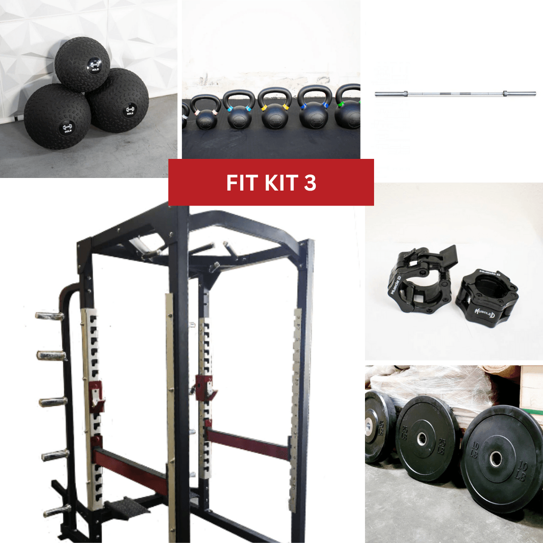 Muscle D Fitness - Power Cage Complete Weight Set - Commercial Squat Rack - Functional Pull-Up Bar - 10 Weight Storage Pegs - Power Rack