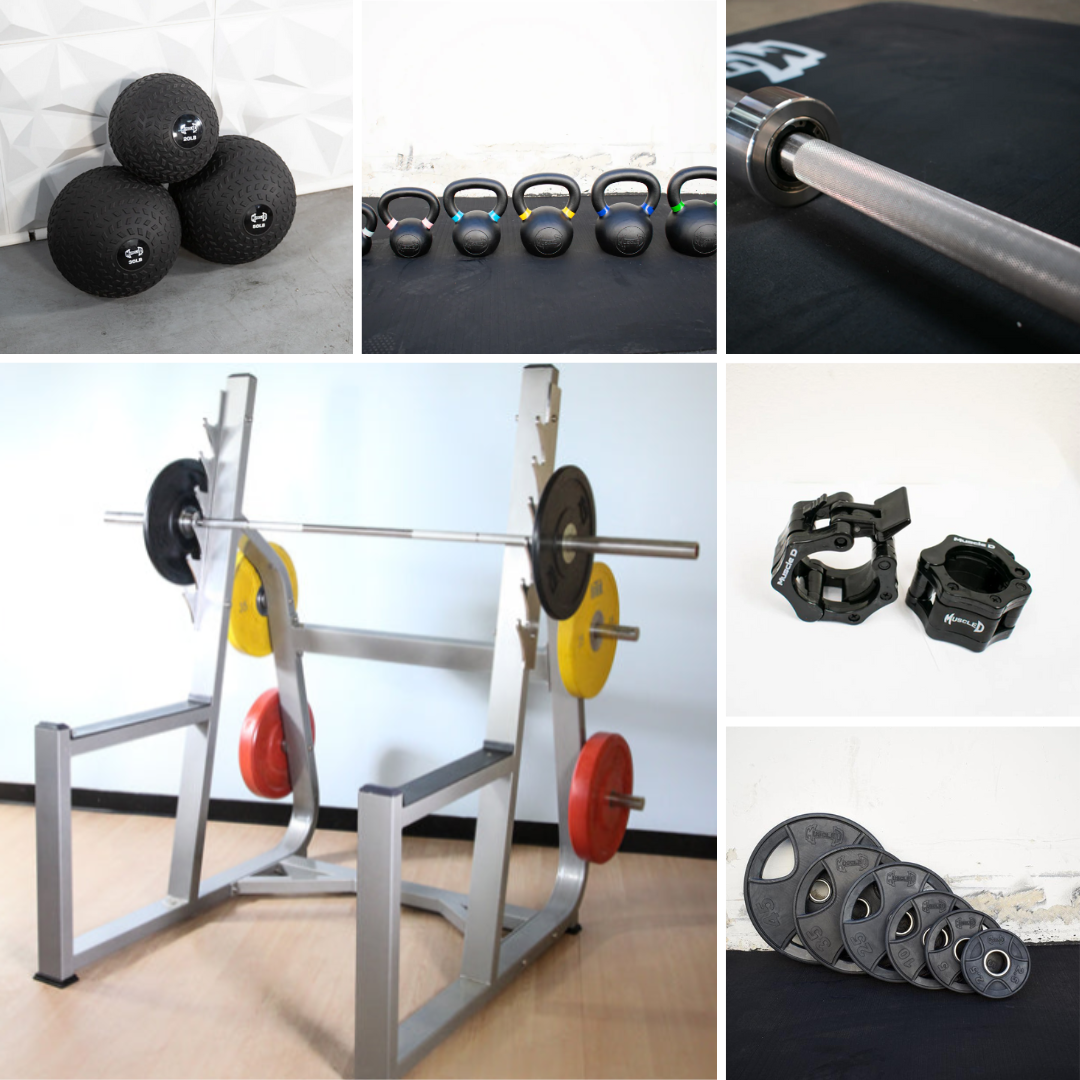 Muscle D Fitness - Commercial Squat Rack Kits - Gym Storage - Black / Silver