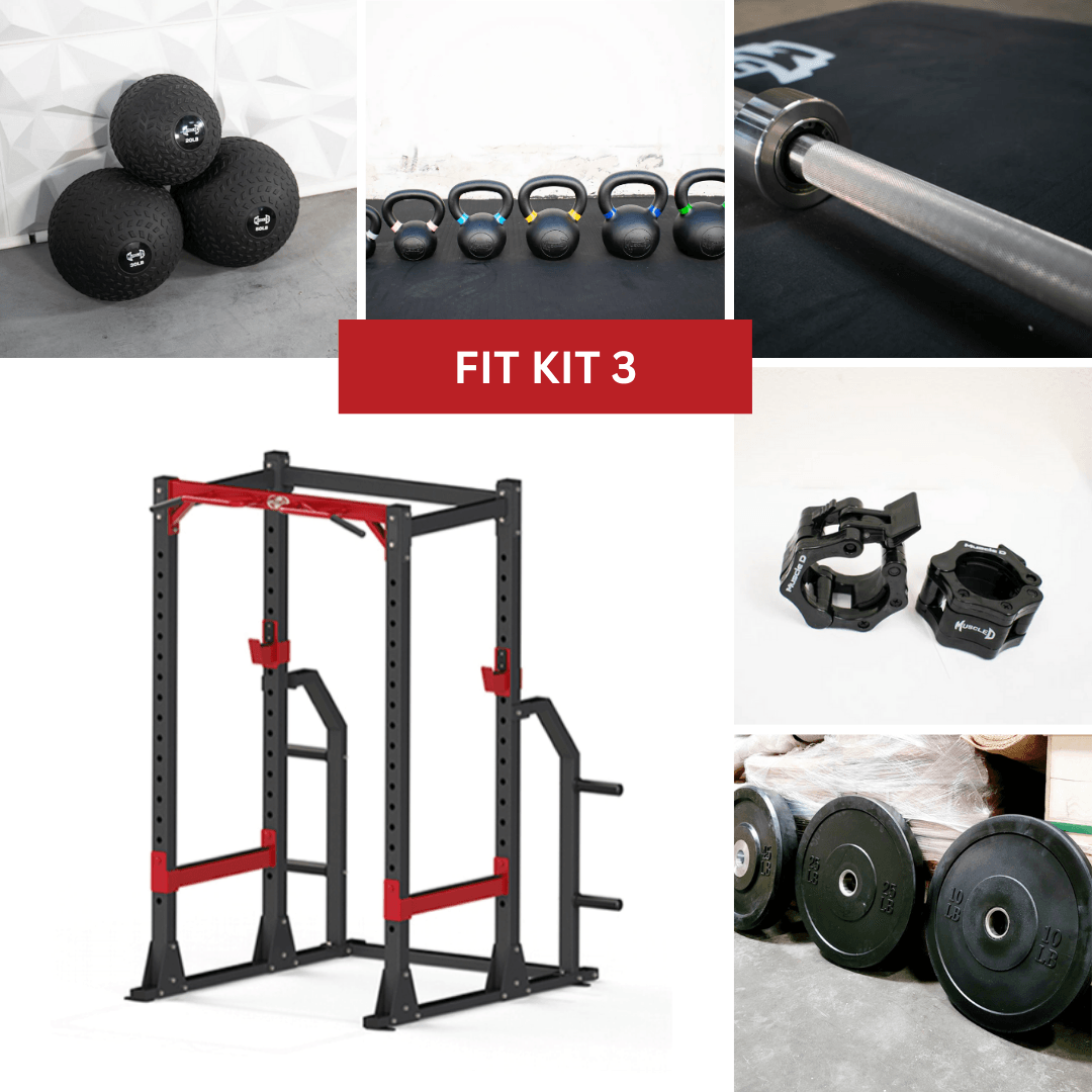 Muscle D Fitness - Compact Power Cage Complete Weight Set - Muscle D Fitness - Adjustable Squat Rack - Gym Storage - Chin up Bar Home Gym