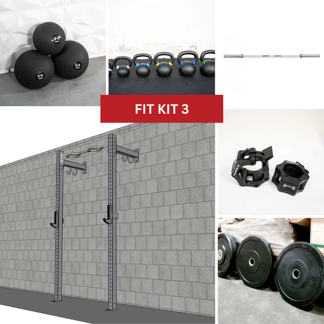 Muscle D Fitness - TGrip Commercial 4' Low Profile Wall Mount Rig Fitness Kits - 3x3 Steel - Functional Multi-Grip Pull-Up - Sandwich Style J-Hooks