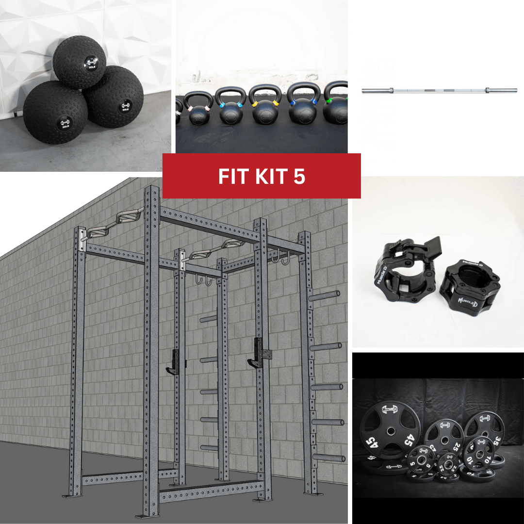 Muscle D Fitness - TGrip Commercial Full Power Rack Set - 3x3 Steel - Functional Multi-Grip Pull-Up - Plate Storage - J-Hooks