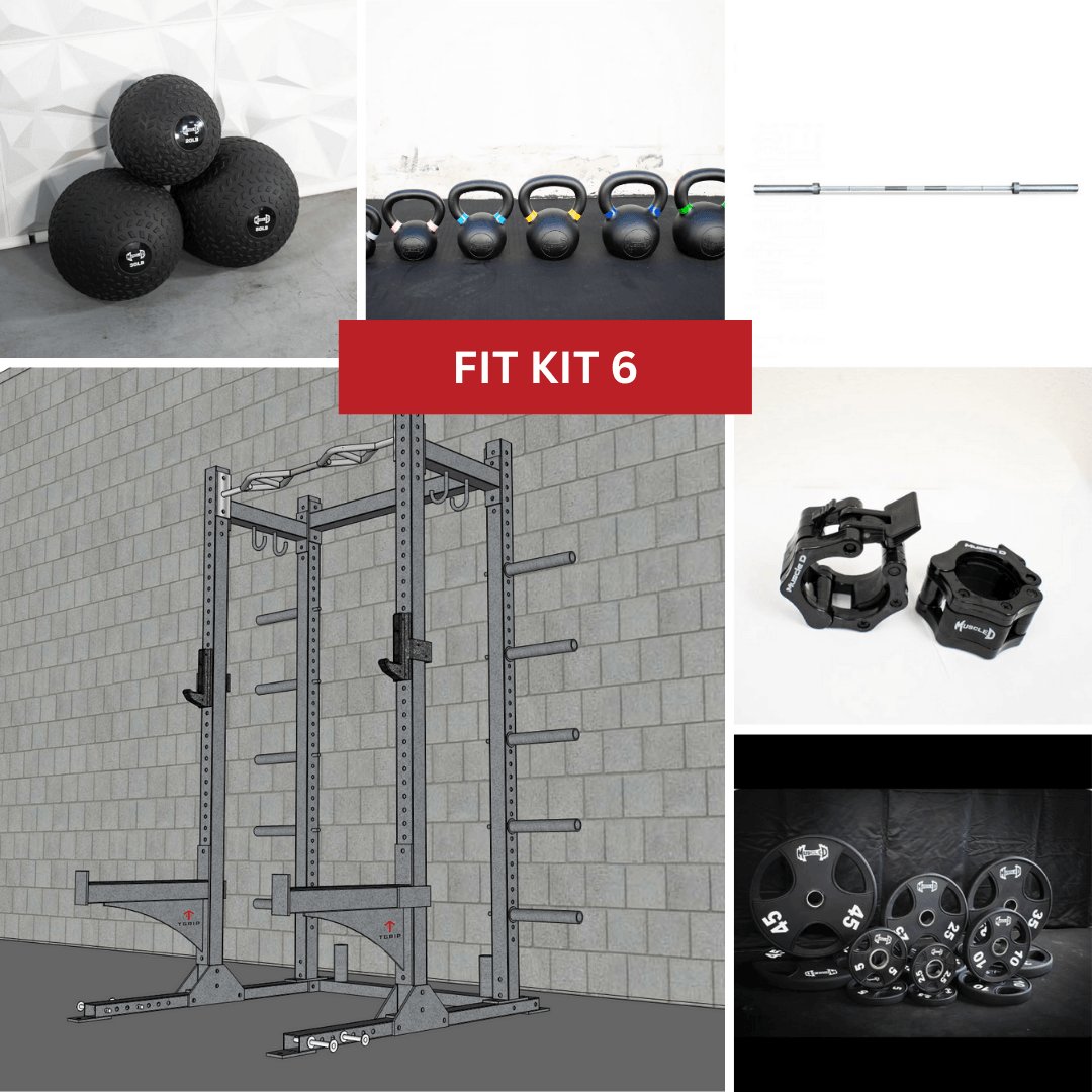 Muscle D Fitness - TGrip Commercial Half Rack Complete Kit - 3x3 Steel - Functional Multi-Grip Pull-Up - Bar & Plate Storage - J-Hooks