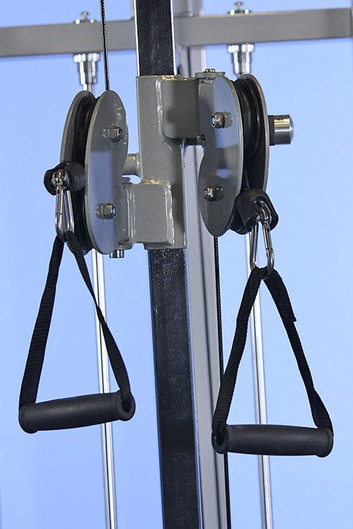 Muscle D Fitness - Dual Function High-Low Pulley Combo - Vertical Adjustable - Pin Selectorized - Handle Storage