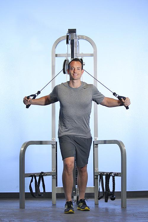 Muscle D Fitness - Dual Function High-Low Pulley Combo - Vertical Adjustable - Pin Selectorized - Handle Storage