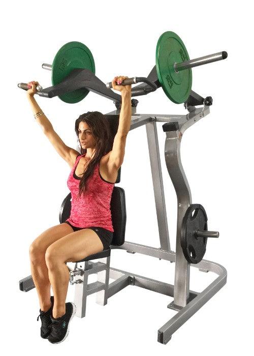 Muscle D Fitness - Power Leverage Iso Lateral Shoulder Press - Adjustable Seat - Weight Storage Pegs - Plate Load MIlitary Press