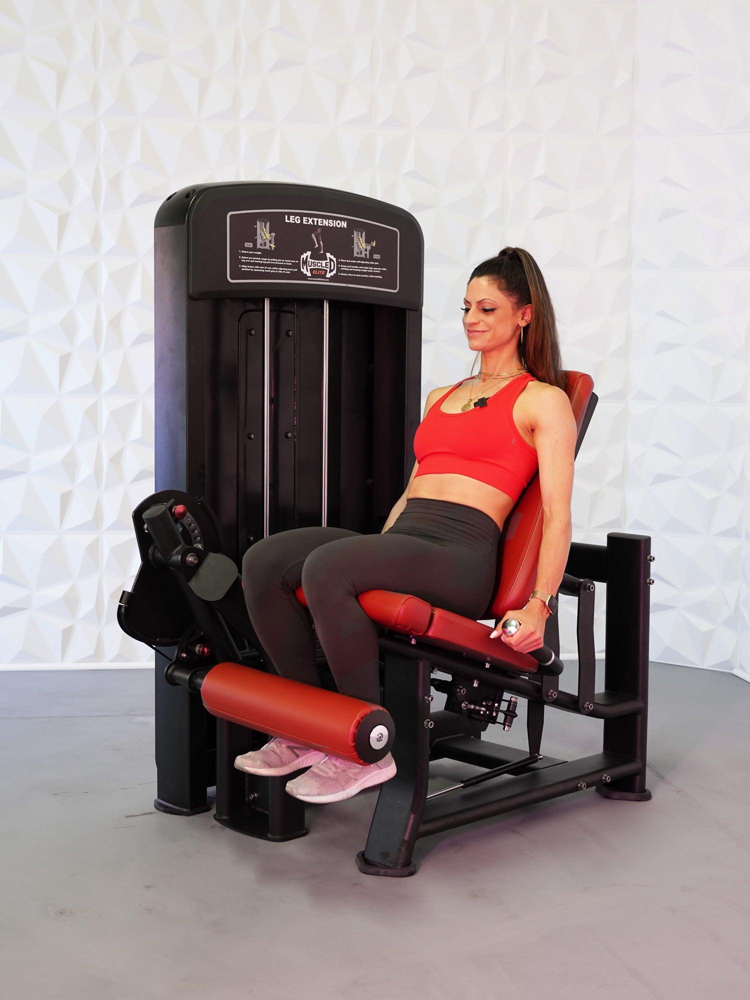 Muscle D Fitness - Elite Selectorized Leg Extension - Commercial Grade - Adjustable Seat - Pin Selectorized - Quad Workout